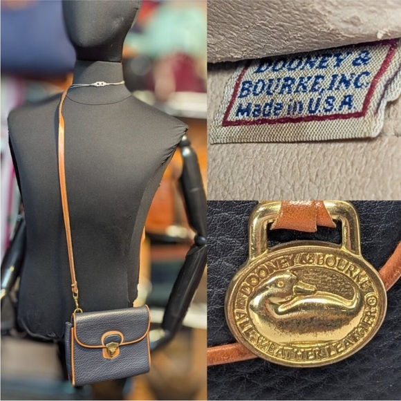 DOONEY & BOURKE USA All Navy Leather Mini crossbody Bag in gold tone hardware - Picture 2 of 9